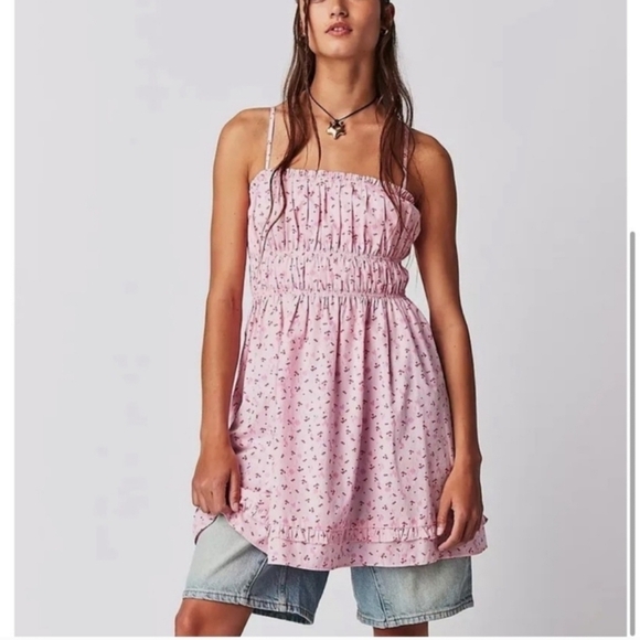 Free People Dresses & Skirts - Free People Gabby Dress,  Cherry Print Mini A-Line Pink  So Cute!!! NWOT